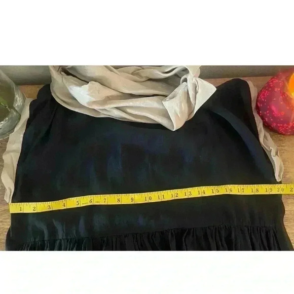 Luukaa Lightly Sheer High Low Tunic Dress Contrast High Collar Sleeve Black 6 - Picture 10 of 10